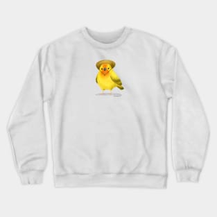 Saffron Finch Bird with hat Crewneck Sweatshirt